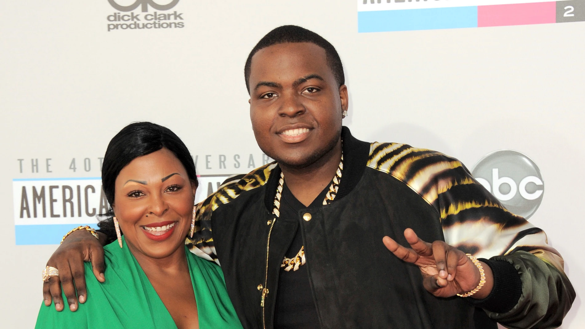 FILE - Sean Kingston, right, and his mother Janice Turner arrive at the 40th anniversary American Music Awards, Nov. 18, 2012, in Los Angeles. (Photo by Jordan Strauss/Invision/AP, File)