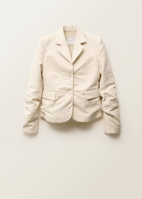 Blazer efecto arrugado mezcla lino.