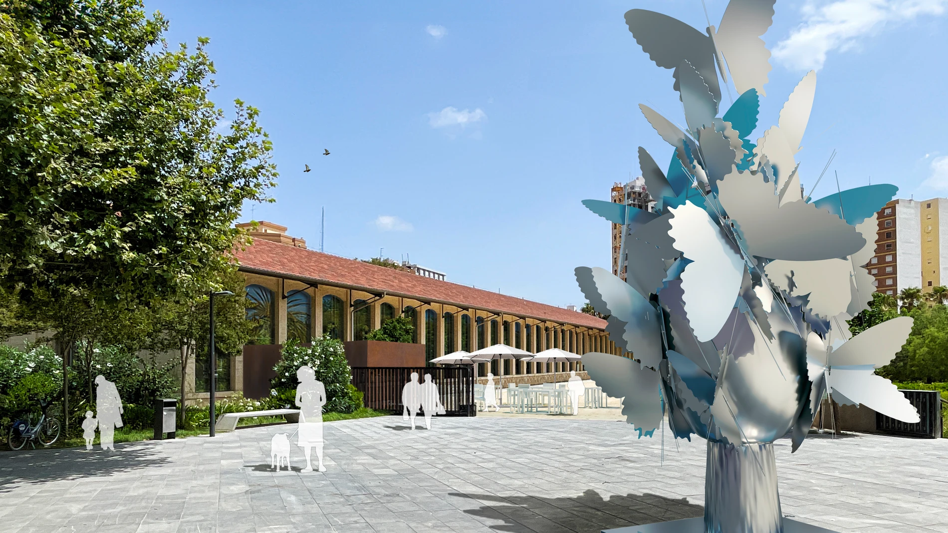 Recreación del exterior del futuro Espai Valdés de Valencia, con obras del artista en el exterior