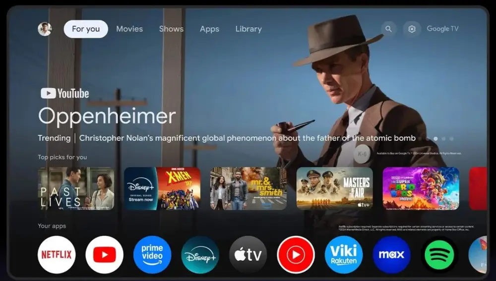 La interfaz de Google TV en el Xiaomi TV Stick 4K (2ª Generación)