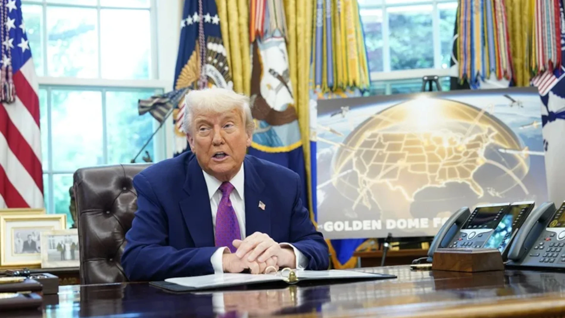 Donald Trump durante la presentación del proyecto Cúpula Dorada