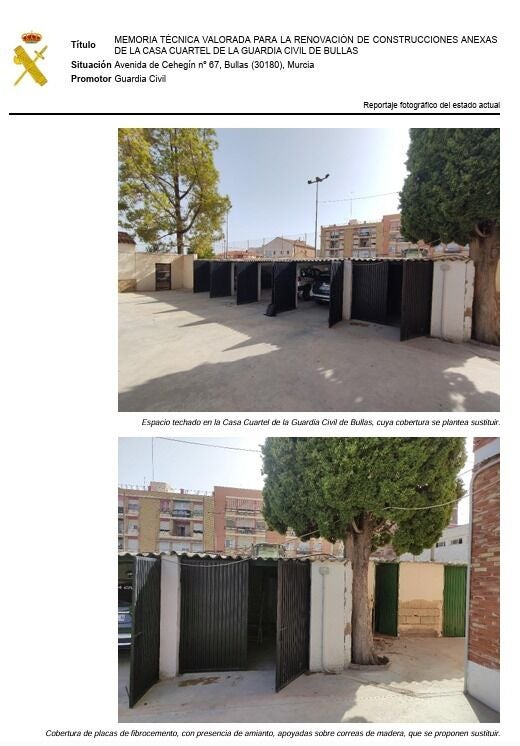 Los trasteros del cuartel de la Guardia Civil que tienen el amianto