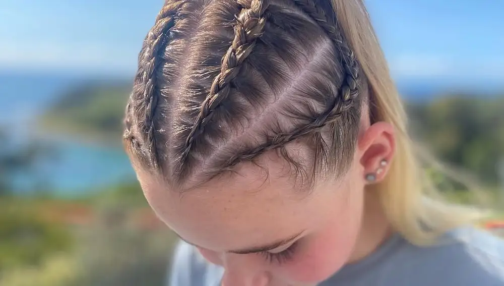 Trenzas multiples y coleta alta