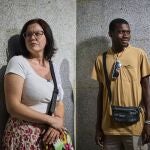 Maria, de 37 años, ucraniana, junto a Mohamed (22 años), de Mali