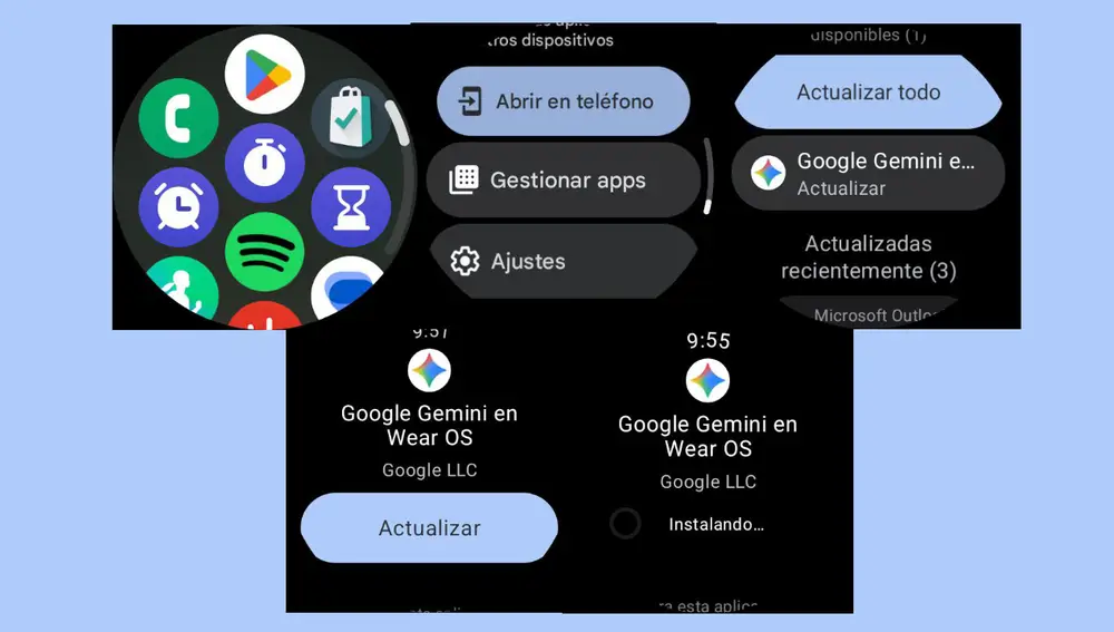 Proceso de instalación de Google Gemini en Wear OS