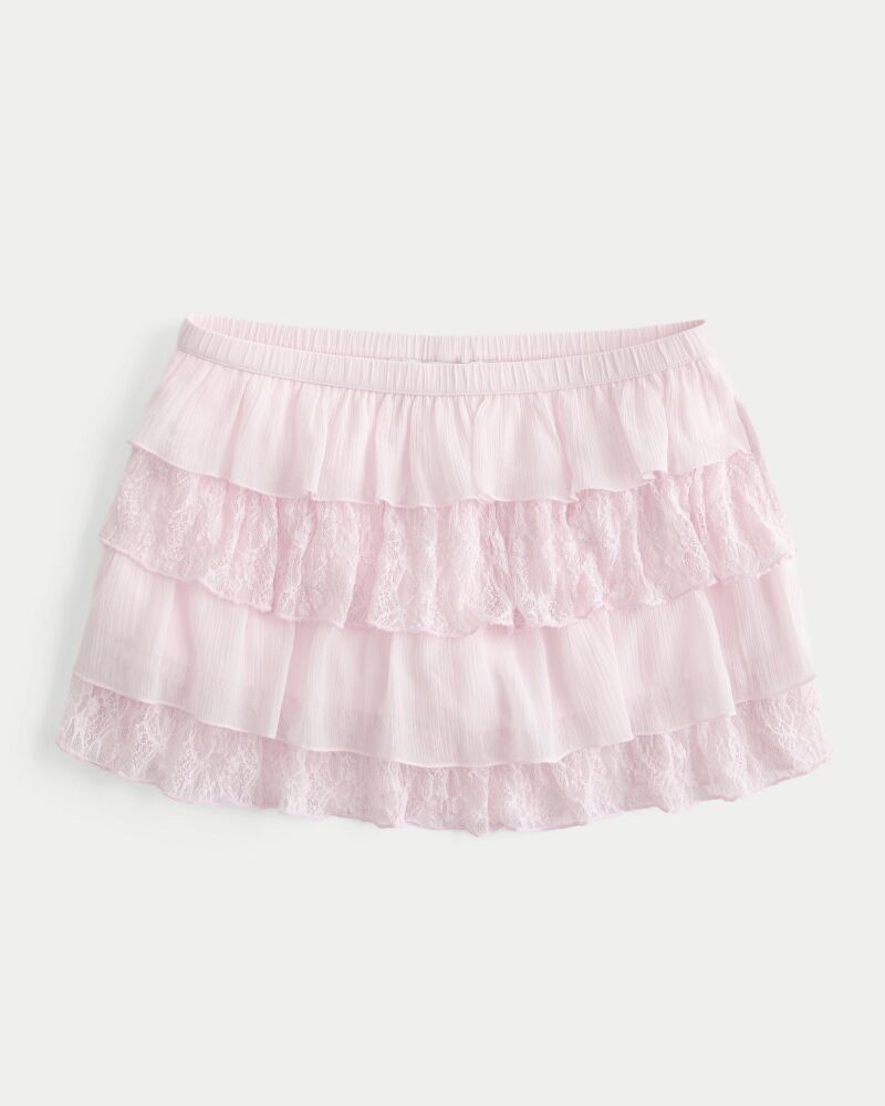 Minifalda de volantes en rosa.