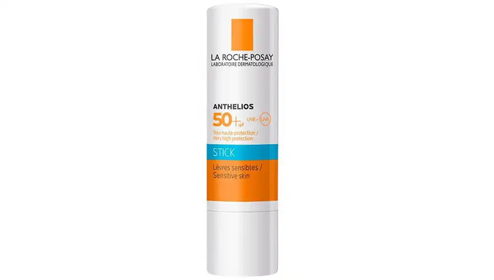 Bálsamo labial con SPF50+ para zonas sensibles.