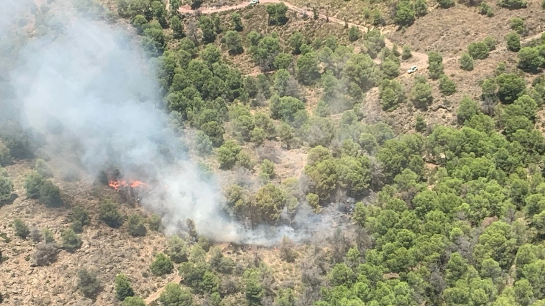 Imágenes del incendio en el paraje Miriana, en Alhama de Murcia