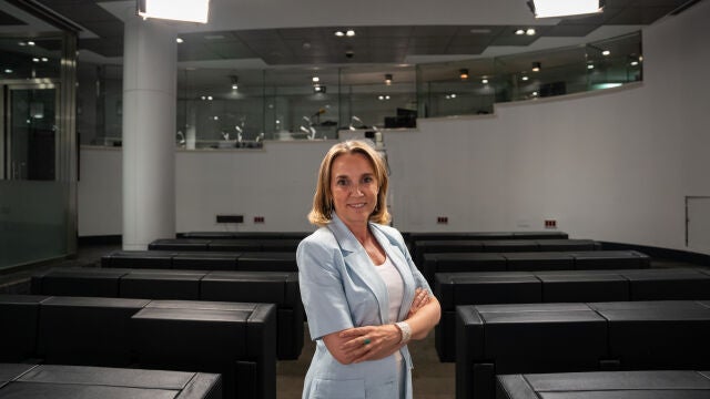 La vicesecretaria de Regeneración Institucional del PP, Cuca Gamarra, durante una entrevista con Europa Press.