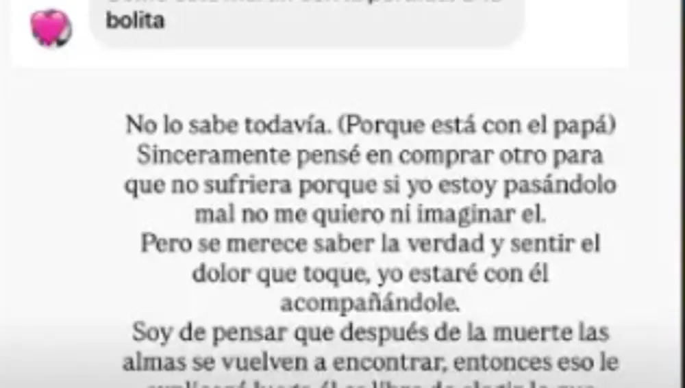 Adara en uno de sus stories por el pobre Pompón