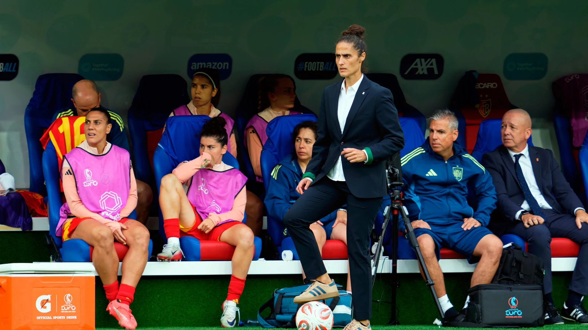 Head coach Montserrat Tome of Spain during the UEFA Women's Euro 2025, Final Football match between England and Spain on 27 July 2025 at the St. Jakob-Park stadium in Basel, Switzerland - Photo Emmanuele Mastrodonato / LiveMedia / DPPI AFP7 27/07/2025 ONLY FOR USE IN SPAIN