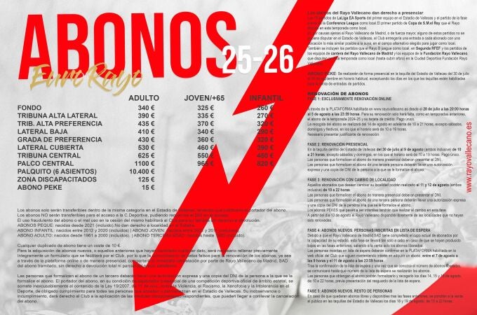 Los abonos del Rayo Vallecano para la temporada 25-26
