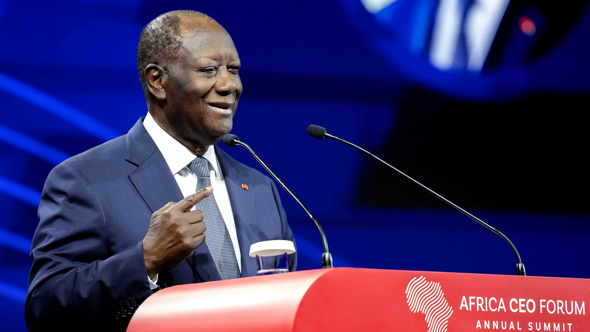 (Foto de ARCHIVO)ABIDJAN, May 14, 2025 -- Ivorian President Alassane Ouattara speaks during a presidential panel at the opening ceremony of the 12th edition of the Africa CEO Forum in Abidjan, Cote d'Ivoire, May 12, 2025. The 12th edition of the Africa CEO Forum opened on Monday in Abidjan, under the theme "Can a New Deal Between the State and Private Sector Deliver the Continent a Winning Hand?"Europa Press/Contacto/Yvan Sonh12/05/2025 ONLY FOR USE IN SPAIN