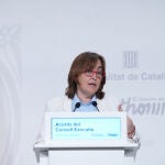 La consellera de Territorio, Vivienda y Transición Ecológica de la Generalitat y portavoz del Govern, Sílvia Paneque, en una rueda de prensa de este martes.