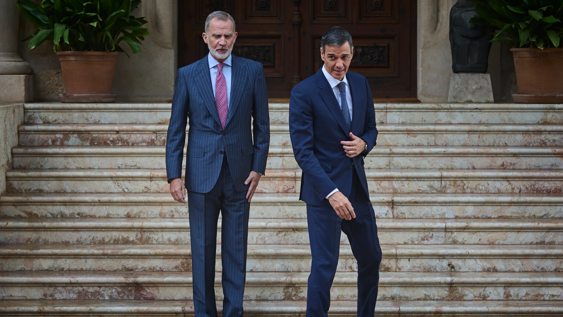 Despacho del presidente del gobierno Pedro Sánchez con S.M. el Rey Felipe VI, en el Palacio de Marivent, en Palma de Mallorca.