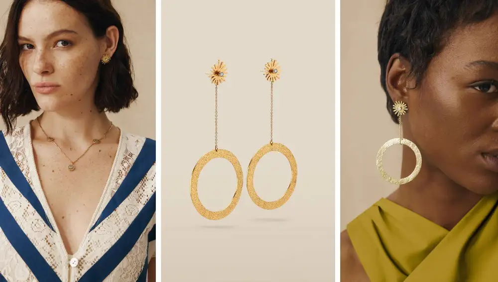 Pendientes Sunny Hoops bañados en oro (50€)