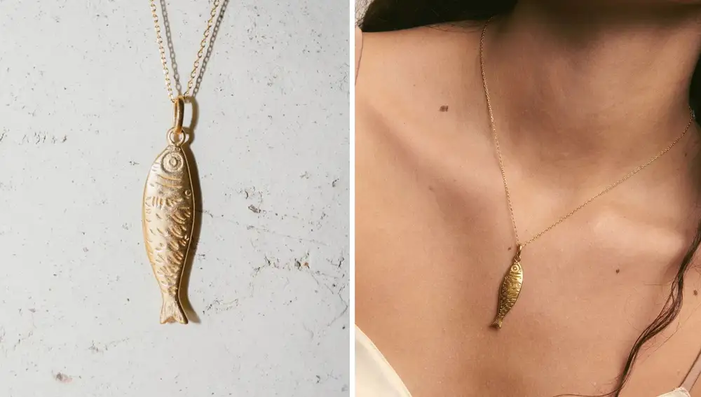 Collar Sardina bañado en oro de 18k (89€)