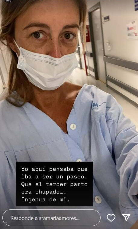 Story de María Amores narrando el parto de su hija Marieta