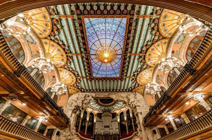 Interior del Palau de la Música Catalana en Barcelona