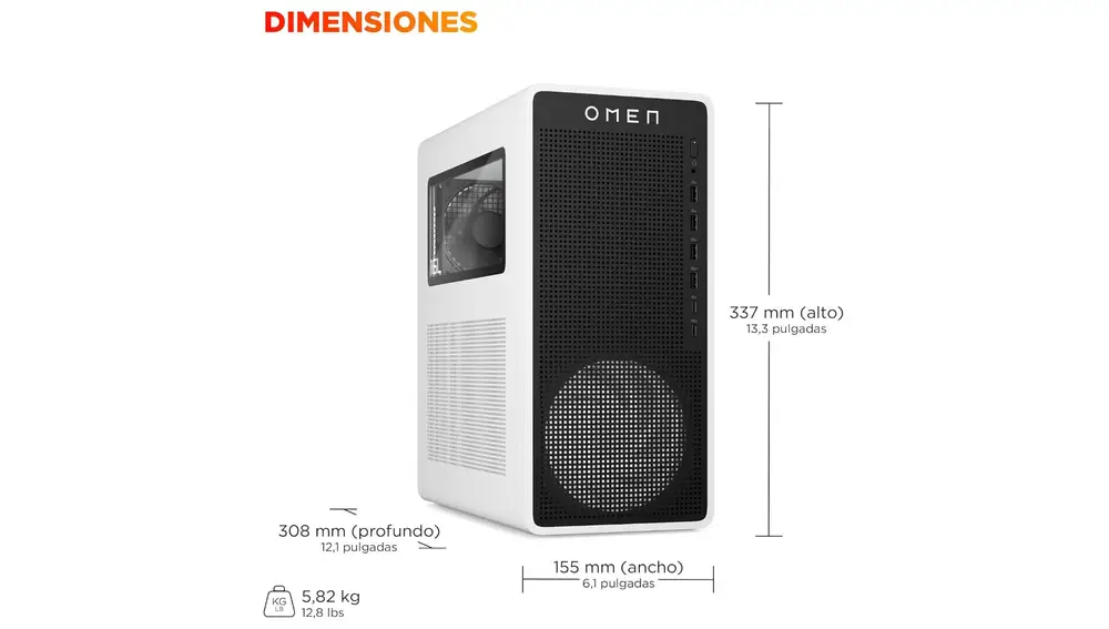 Si bien el HP OMEN TG03-0085ns es un ordenador de torre, no ocupa mucho espacio