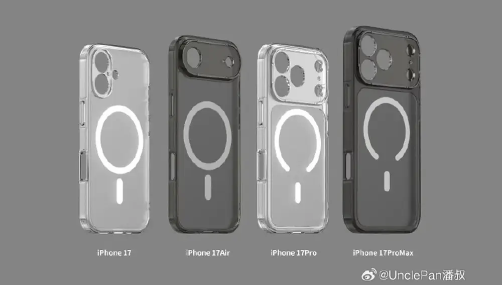 Fundas que muestran el nuevo diseño del MagSafe de los iPhone 17 Pro