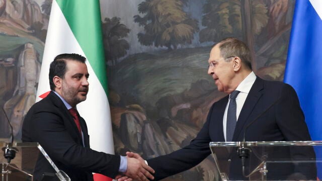 El ministro de exteriores sirio Asaad al-Shibani durante su visita a Moscú