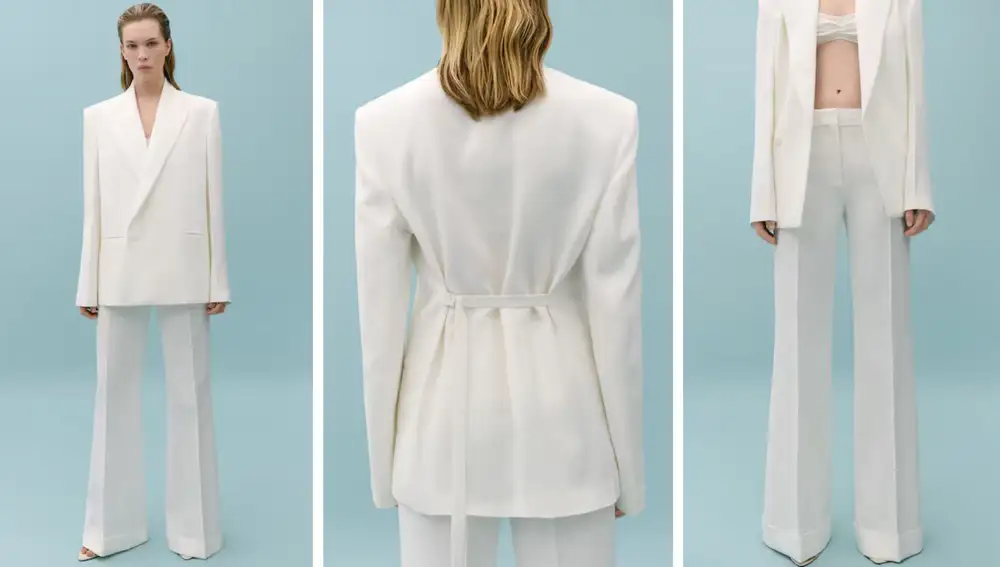Traje blanco mezcla lino — 131,98 € (antes 255 €)