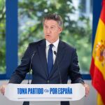 Alberto Núñez Feijóo, este jueves en Génova 13, sede del PP, durante su balance de fin de curso.