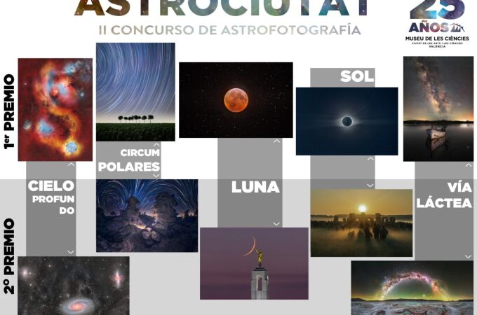 Las espectaculares imágenes, dedicadas al cielo profundo, la Vía Láctea, la luna y el sol tienen premio en la Ciutat de les Arts i les Ciències de Valencia