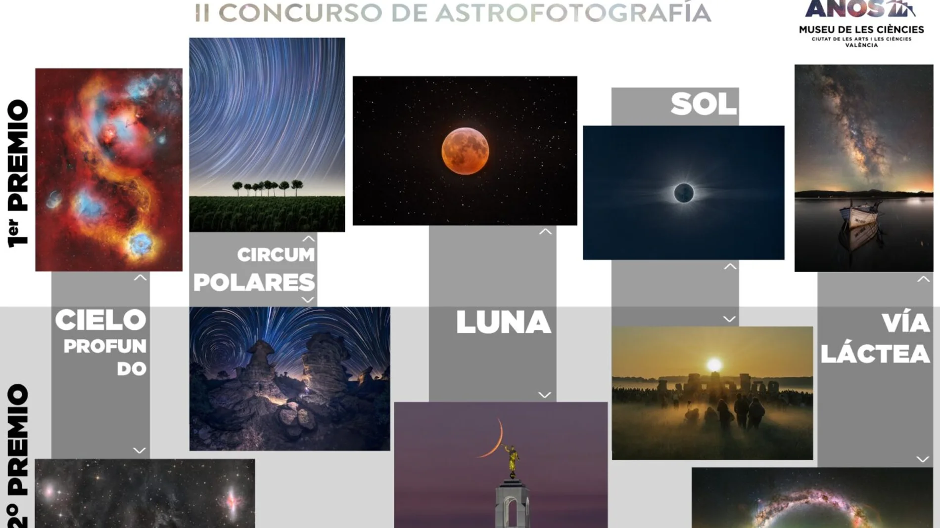 Las espectaculares imágenes, dedicadas al cielo profundo, la Vía Láctea, la luna y el sol tienen premio en la Ciutat de les Arts i les Ciències de Valencia