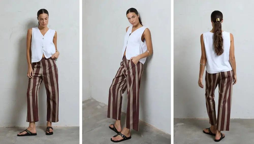 Pantalón largo rayas marrón (49,95€)