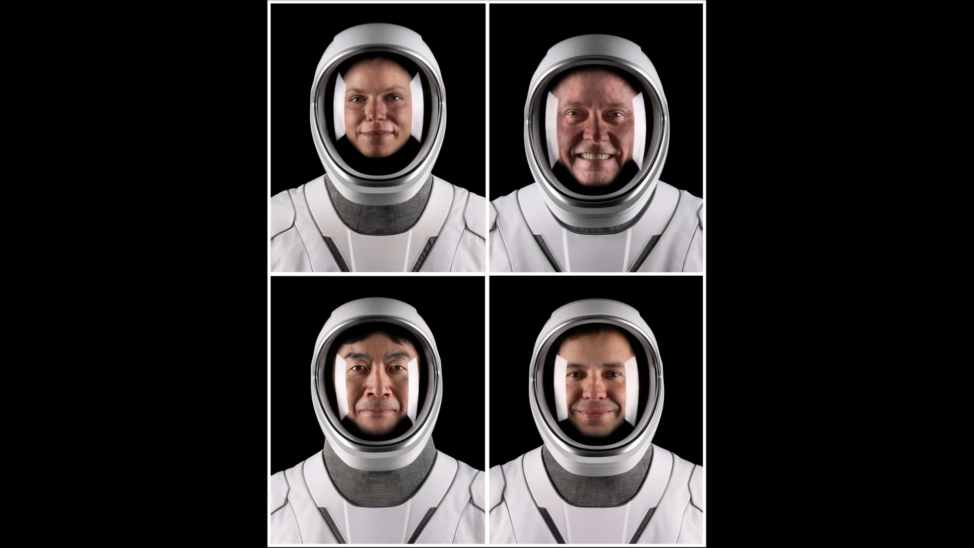 La tripulación de la misión Crew-11 de SpaceX para la NASA, de arriba a la izquierda: Zena Cardman, Mike Fincke, Kimiya Yui y Oleg Platonov.
