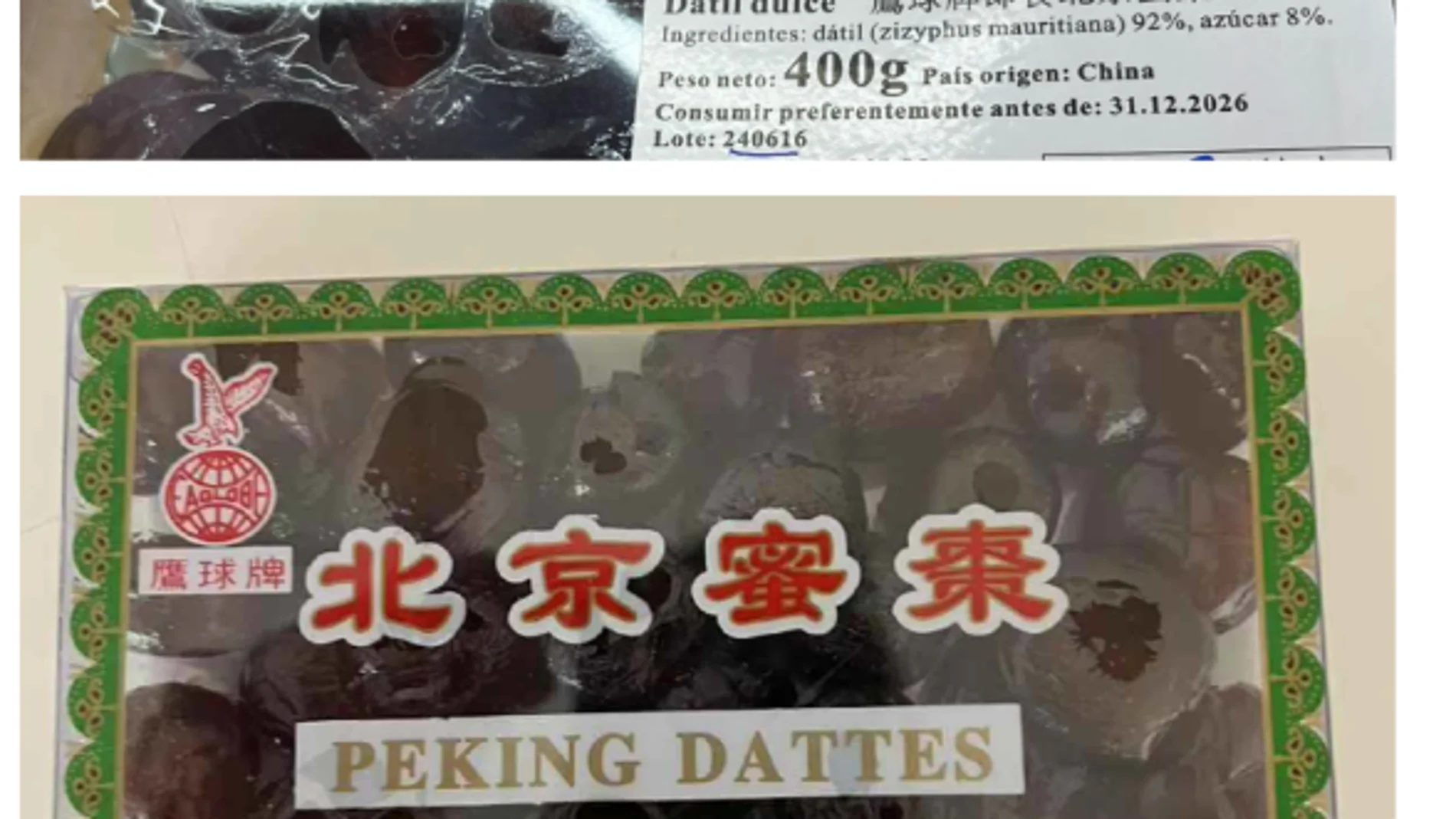 Alertan sobre un lote de dátiles provenientes de China por contener sulfitos no indicados en la etiqueta