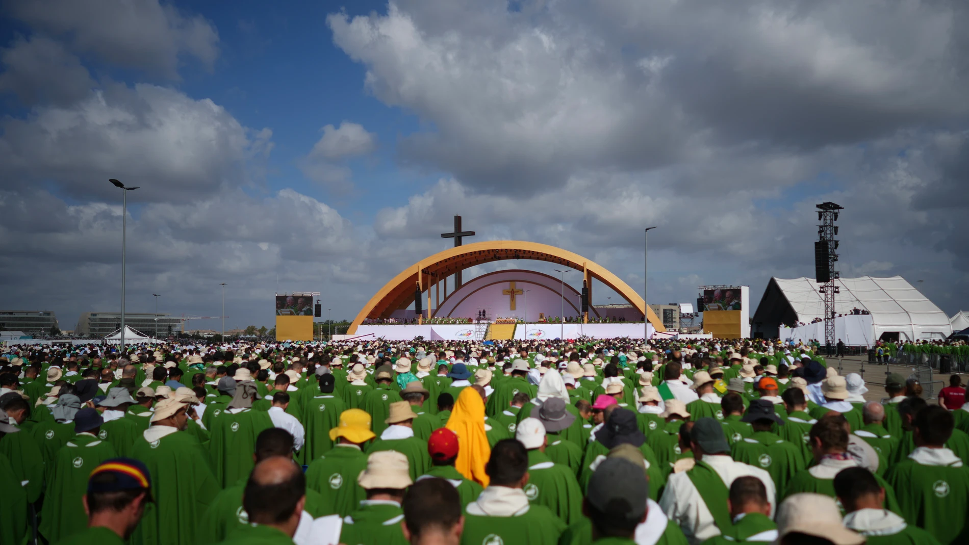 Pope Leo XIV holds a Mass with young people participating in the Youths Jubilee at the Tor Vergata field in Rome, Sunday, Aug. 3, 2025. (AP Photo/Andrew Medichini)