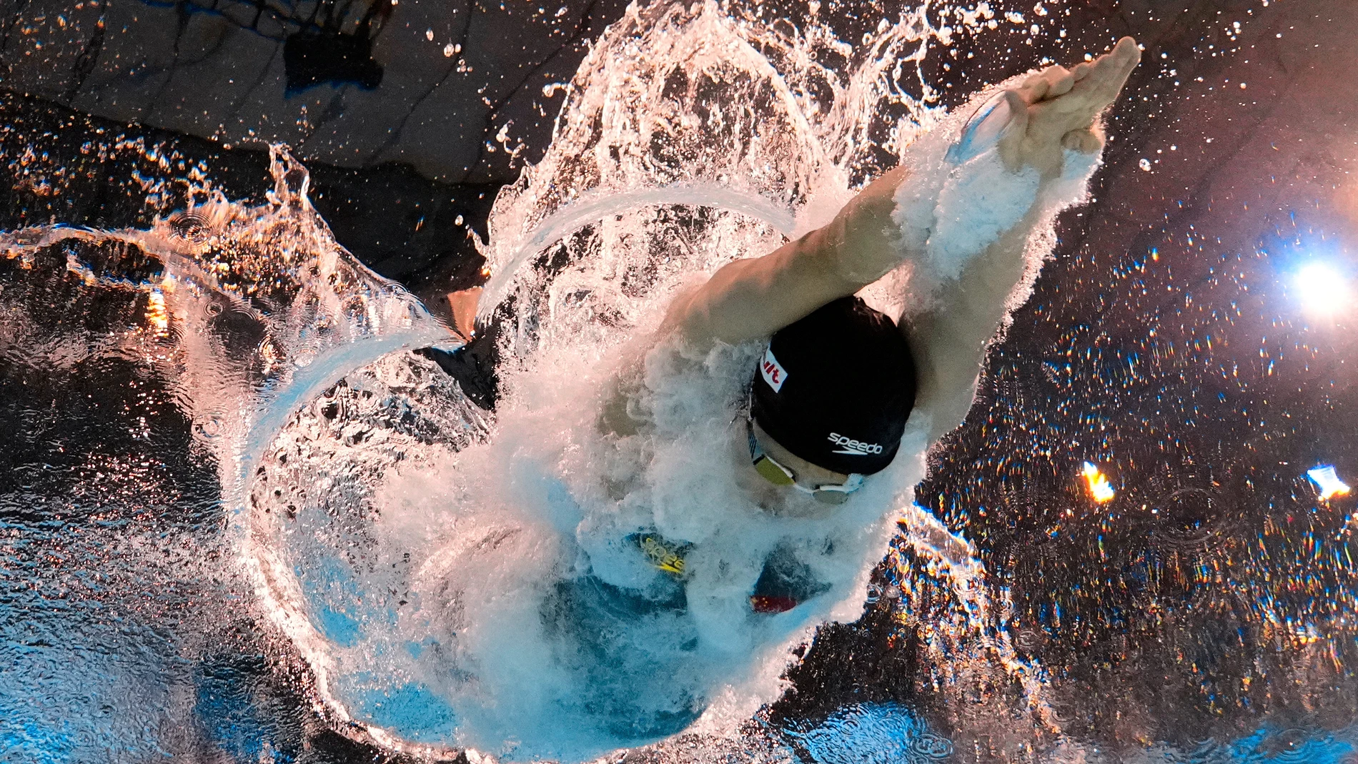 Yu Zidi of China competes in the women's 400-meter individual medley heats at the World Aquatics Championships in Singapore, Sunday, Aug. 3, 2025. (AP Photo/Lee Jin-man)