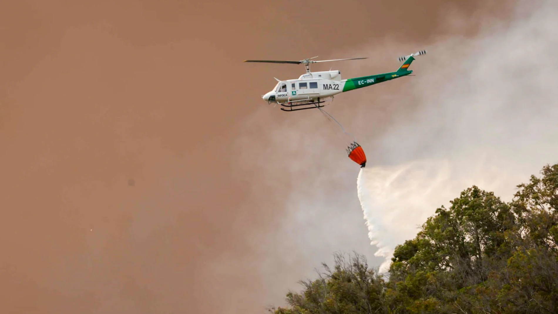 Imágenes del incendio en el paraje La Peña. A 5 de agosto de 2025 en Tarifa, Cádiz (Andalucía, España). Los usuarios del camping Torre de la Peña en Tarifa, en la provincia de Cádiz, han sido evacuados de manera preventiva debido al incendio que se ha declarado a las 15,00 horas de este martes en el paraje La Peña debido a una autocaravana que ha ardido y que ha sido el origen del fuego. En la zona están actuando efectivos del Plan Infoca están actuando con medios aéreos y terrestres. 05 AGO...