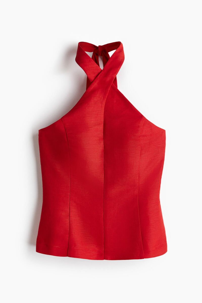Top halter en mezcla de lino.