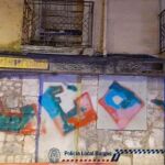 Un joven de 26 años fue pillado "in fraganti" por agentes de la Unidad de Respuesta Rápida de la Policía Local de Burgos realizando graffitis en el Distrito Sur