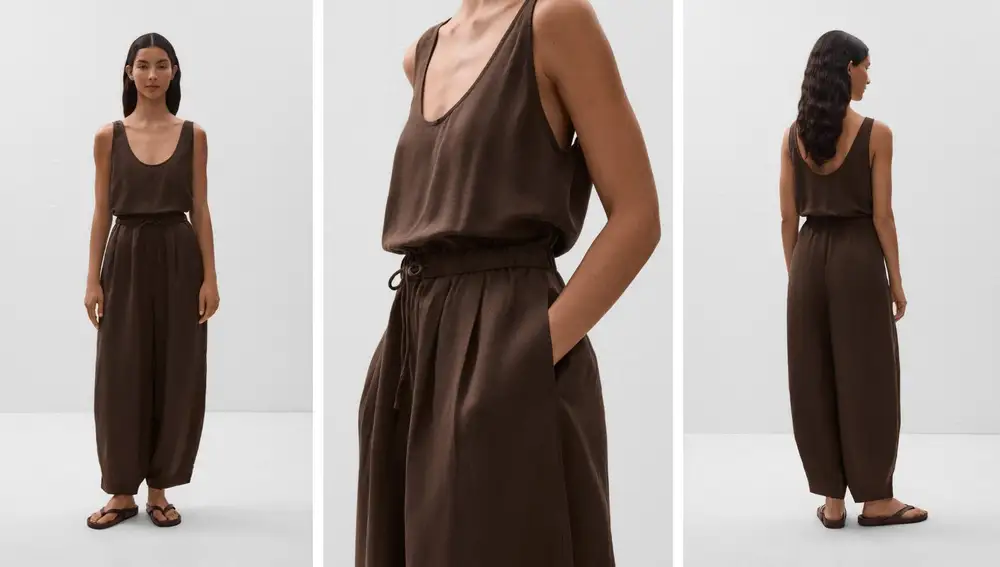 Mono chocolate con corte bombacho y cintura ajustable (59,99€)