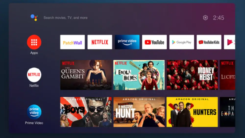 Interfaz de usuario de Google TV