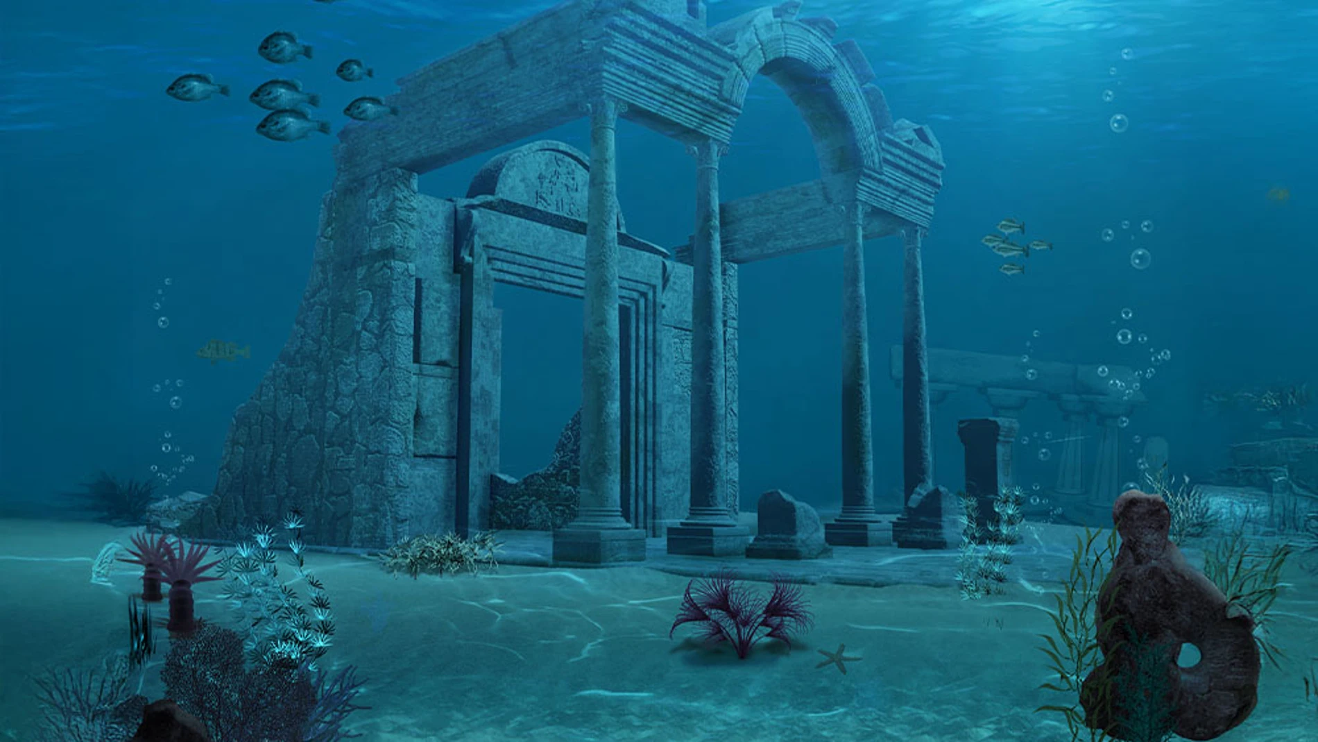 Ilustración de ruinas submarinas iStock Photo