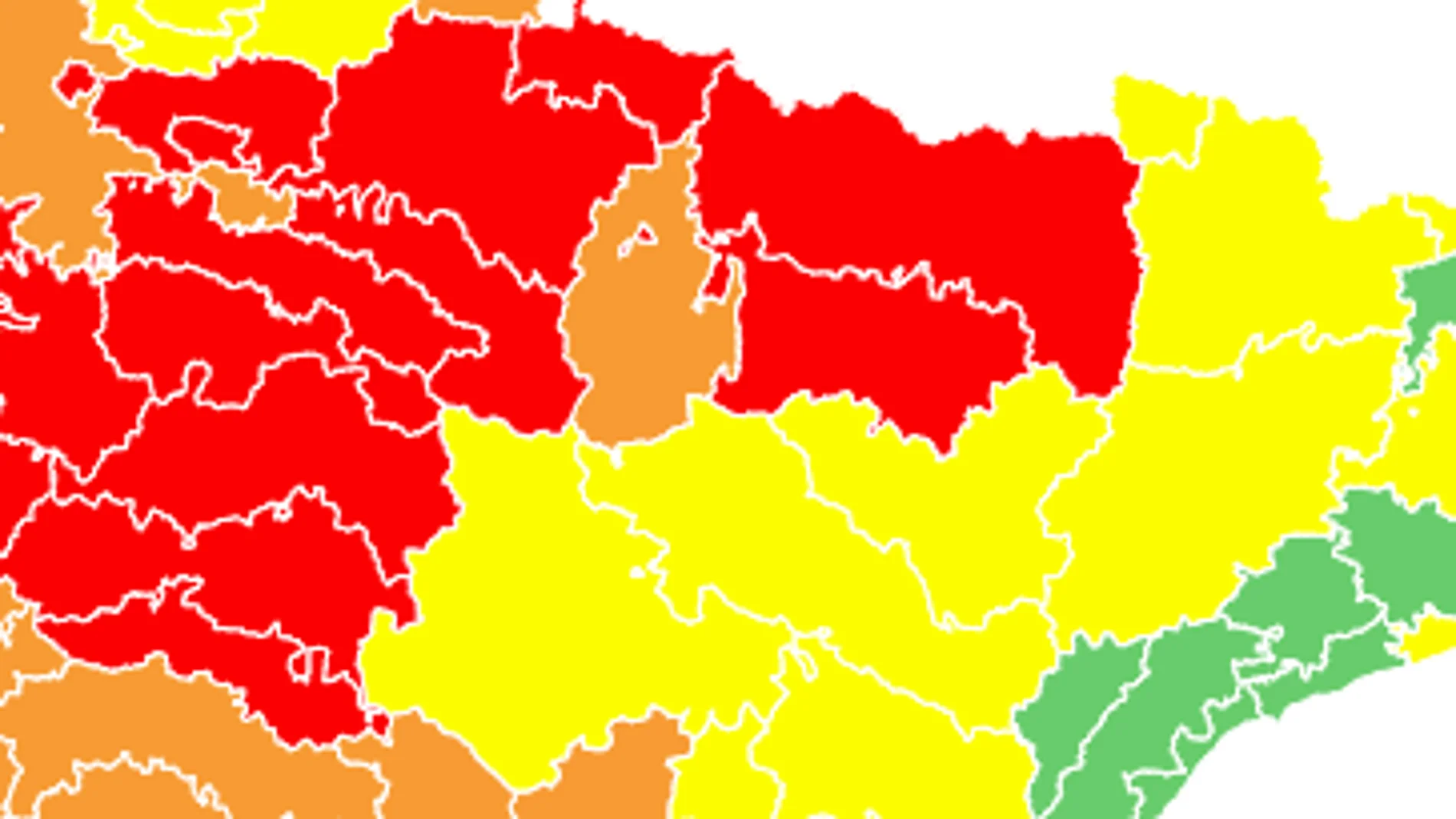 Mapa de niveles de riesgo para la salud por zonas de meteosalud
