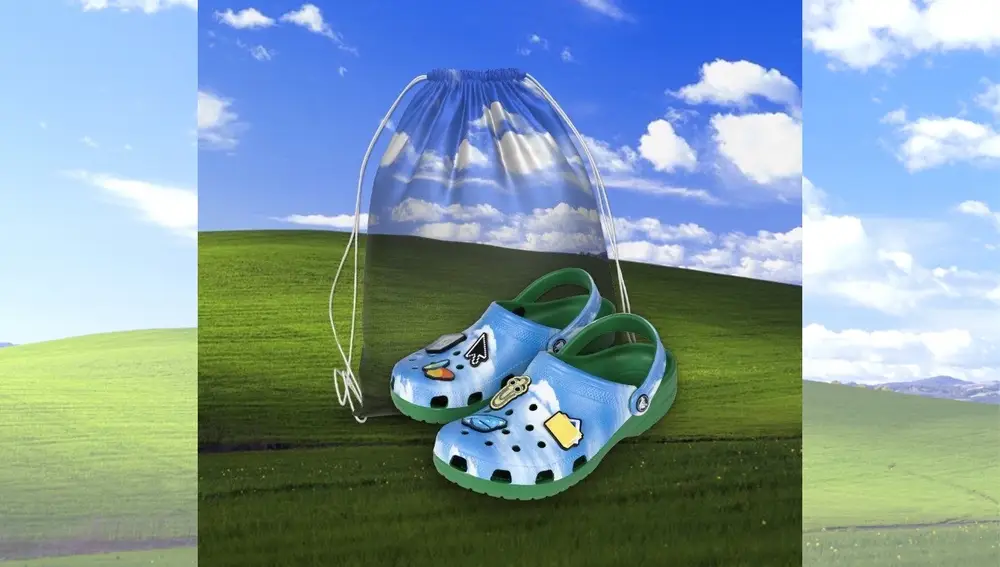 Las Crocs de Microsoft incluyen una mochila con el fondo de pantalla Bliss de Windows XP