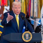US President Trump delivers remarks to honor National Purple Heart Day