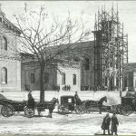Grabado del hospital del Niño Jesús de Madrid en construcción