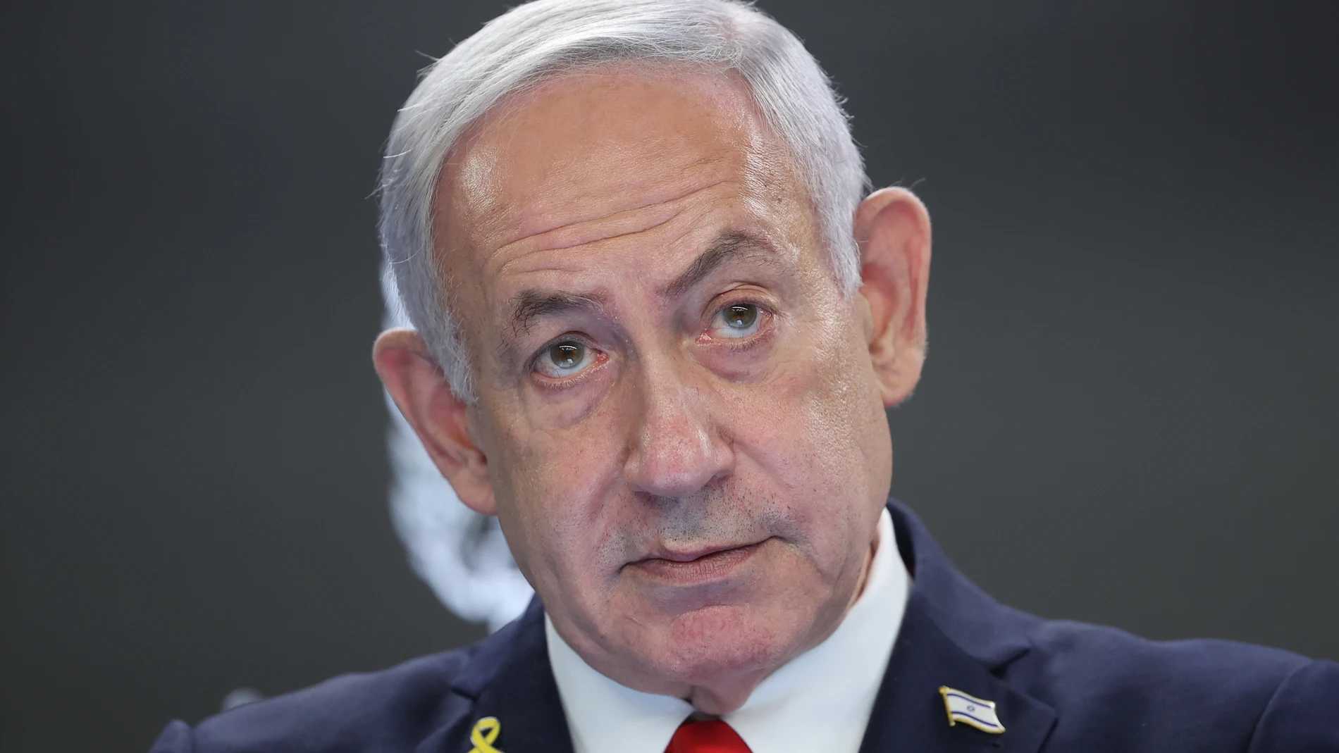 Jerusalem (Israel), 10/08/2025.- Israeli Prime Minister Benjamin Netanyahu speaks during a press conference at the prime minister’s office in Jerusalem, Israel, 10 August 2025. (Jerusalén) EFE/EPA/ABIR SULTAN / POOL