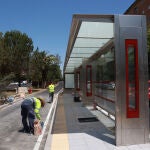 Obras del tranvibús en la Avenida de las Ciencias