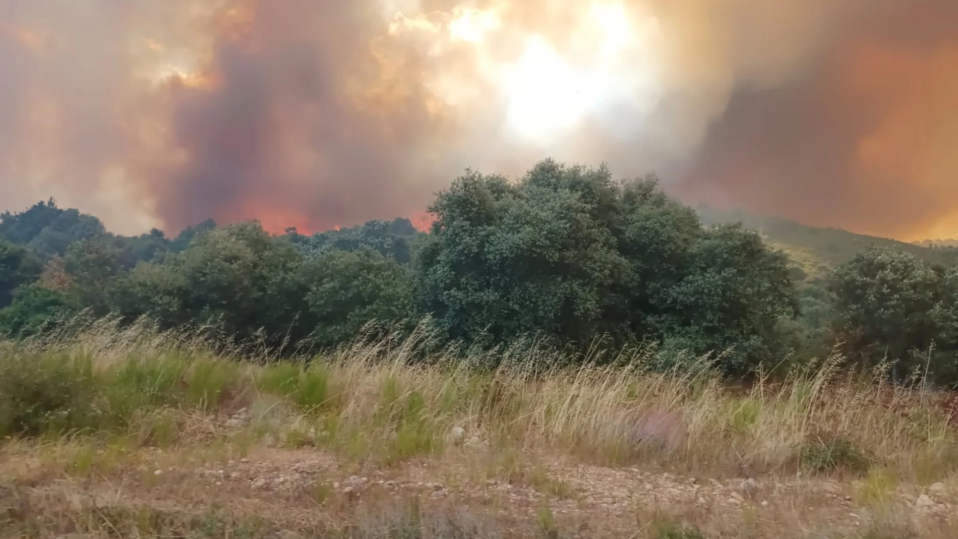 Sucesos.- Noche "favorable" en el incendio de Yeres (León) con casi el 80% del perímetro controlado