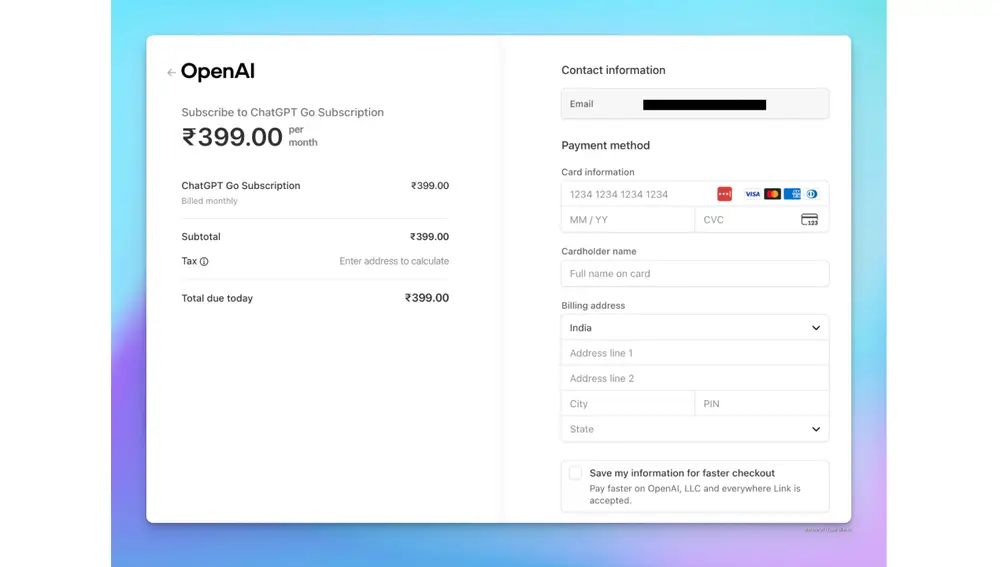 'ChatGPT Go' cuesta 399 rupias indias, menos de 4 euros al cambio