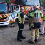 Bomberos del Consorcio Provincial en el incendio de Jabugo.